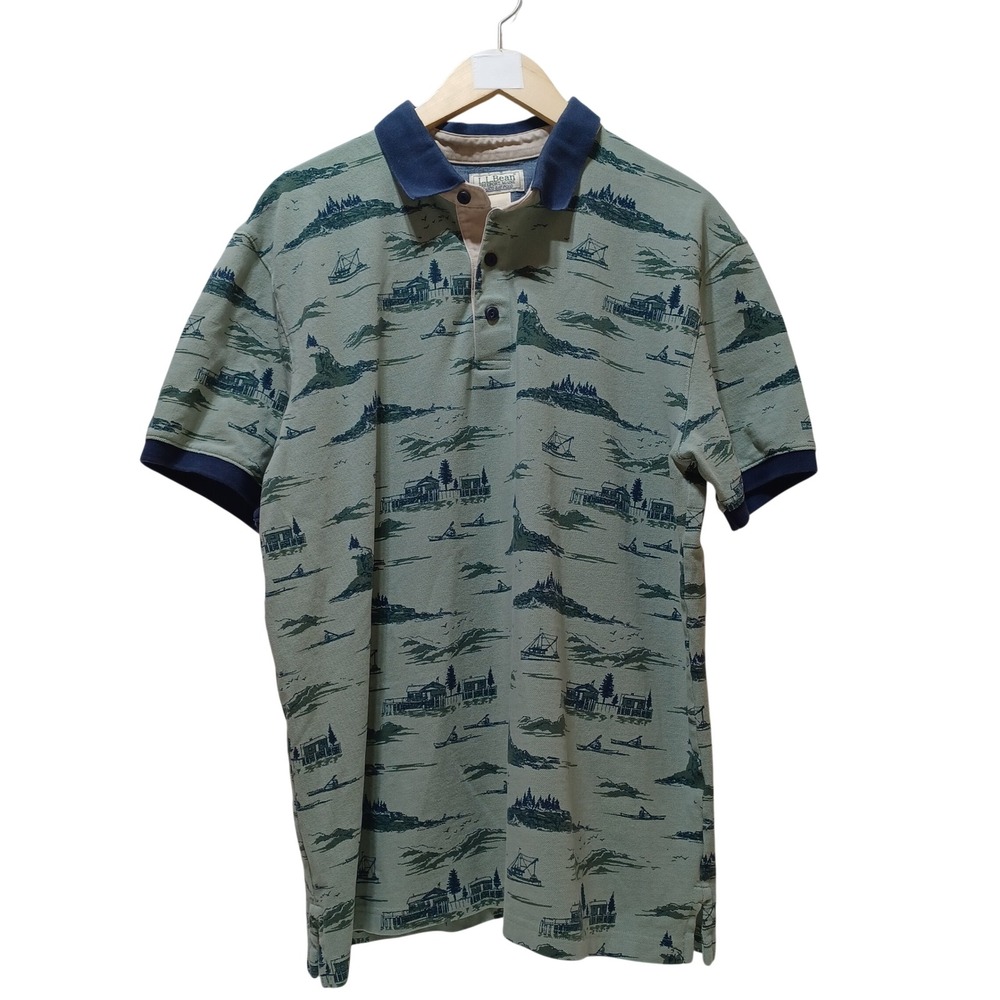 LL Bean Casco Bay Polo Shirt Mens‎ L-Tall Rower Coastal Nautical Preppy Summer